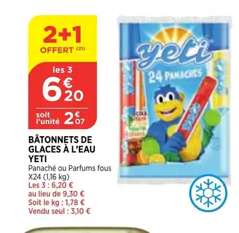 Bi1 Bâtonnets de Glaces à l'eau Yeti offre