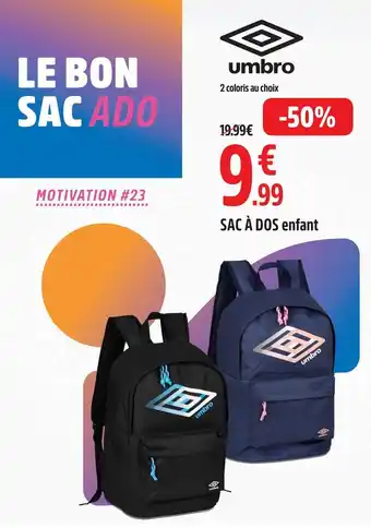 Intersport Sac á dos enfant umbro offre