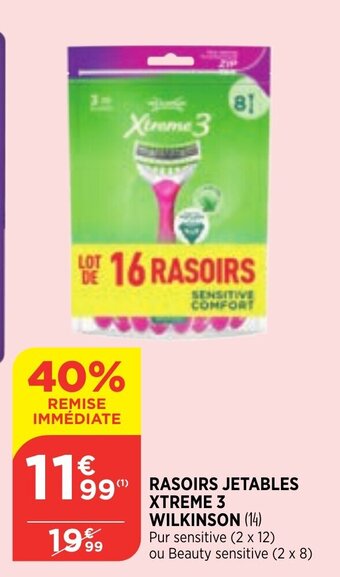 Bi1 Rasoirs Jetables Xtreme 3 Wilkinson offre