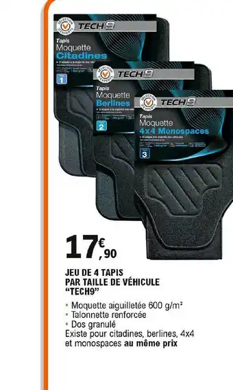E.Leclerc L'Auto Jeu De 4 Tapis Par Taille De Véhicule offre