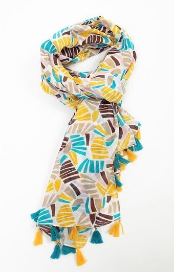 Foulard imprimé avec pompons