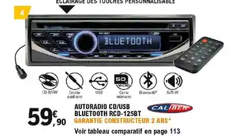 E.Leclerc L'Auto Autoradio Cd-usb Bluetooth Rcd-125bt Caliber offre