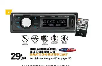E.Leclerc L'Auto Autoradio Numérique Bluetooth Rmd-031bt Caliber offre
