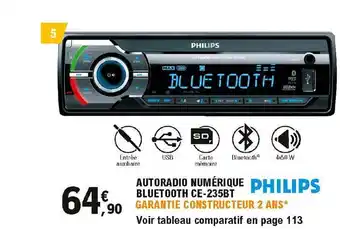 E.Leclerc L'Auto Autoradio Numérique Bluetooth Ce-235bt Philips offre