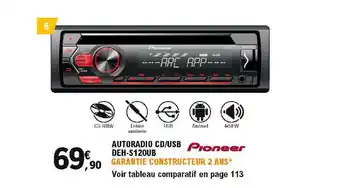 E.Leclerc L'Auto Autoradio Cd Usb Deh-s120ub Pioneer offre
