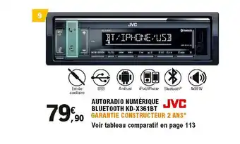 E.Leclerc L'Auto Autoradio Numérique Bluetooth Kd-x361bt Jvc offre