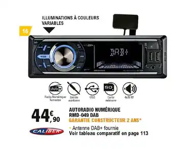 E.Leclerc L'Auto Autoradio Numérique Rmd-049 Dab Caliber offre