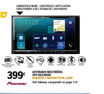 E.Leclerc L'Auto Autoradio Multimédia Sph-da230dab Pioneer offre