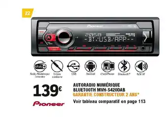 E.Leclerc L'Auto Autoradio Numérique Bluetooth Mvh-s420dab Pioneer offre