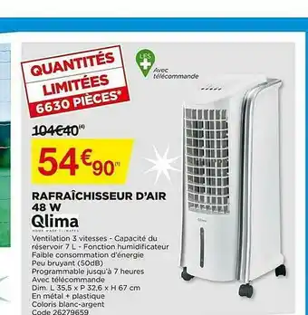Bricomarché Rafraîchisseur D'air 48 W Qlima offre