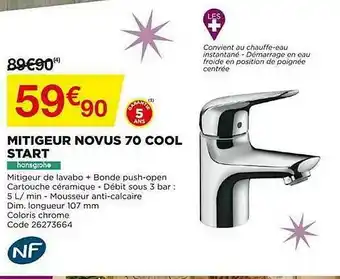 Bricomarché Mitigeur Novus 70 Cool Start offre