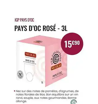 Nicolas Igp Pay D'oc Rose - 3l offre