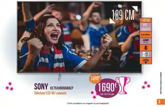 Group Digital Sony Ke75xh9096baep Téléviseur Led 4k- Connecté offre