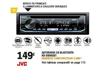 E.Leclerc L'Auto Autoradio Cd Bluetooth Kd-db902bt Jvc offre
