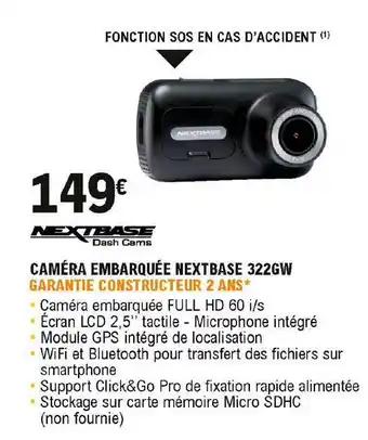 E.Leclerc L'Auto Caméra Embarquée Nextbase 322gw offre