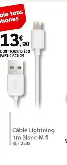 Câble Lightning 1m Lanc-m Fi