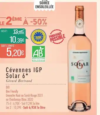 Match Cévennes IGP Solar 6 offre