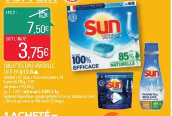 Match Tablettes Lave-Vaisselle Tout En Un Sun offre