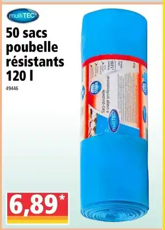 Norma 50 sacs poubelle résistants 120 l offre