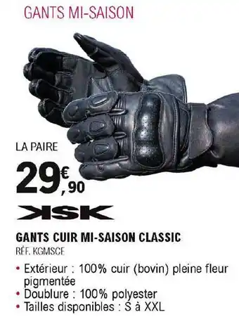 E.Leclerc L'Auto Gants Cuir Mi-saison Classic Ksk offre