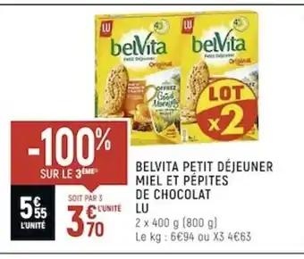 Spar Belvita Petit Déjeuner Miel Et Pépites de Chocolat Lu offre