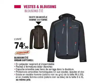 Blouson été Urban Softshell Rider-tech