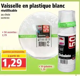 Norma Vaisselle en plastique blanc offre