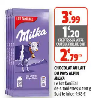 Chocolat au lait du pays alpin