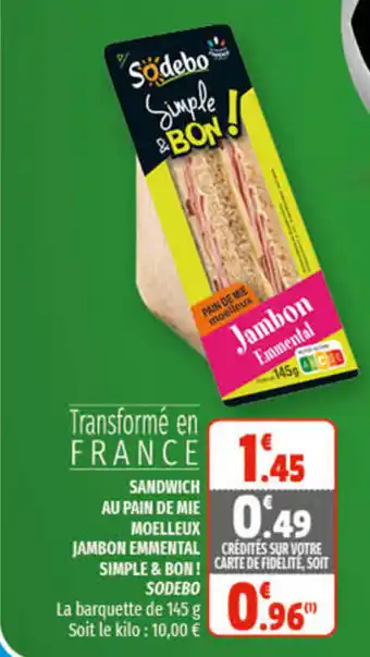 Coccimarket Sandwich au pain de mie moelleux jambon emmental simple & bon offre