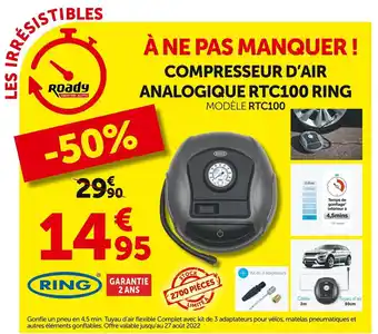 Roady Compresseur d'Air Analogique RTC100 Ring offre