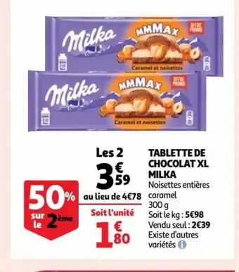 Auchan Supermarché Milka Tablette de Chocolat XL offre