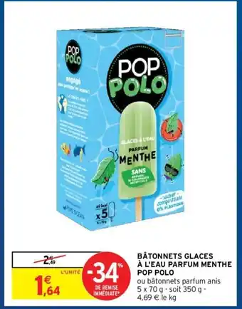 Intermarché Hyper Pop Polo Bâtonnets Glaces à l'Eua Parfum Menthe offre