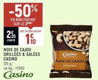 Petit Casino Casino noix de cajou grillées & salées offre