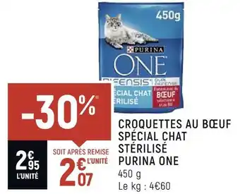 Petit Casino Purina one croquettes au bœuf spécial chat stérilisé offre