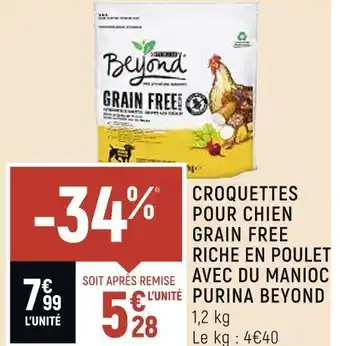 Spar Purina beyond croquettes pour chien grain free riche en poulet avec du manioc offre