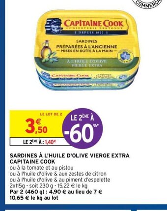 Intermarché Hyper Sardines à l'Huile d'Olive Vierge Extra Capitaine Cook offre