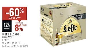 Spar Leffe bière blonde 6,6% vol. offre