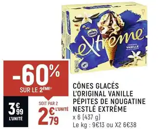 Spar Nestlé cônes glacés l’original vanille pépites de nougatine extrême offre