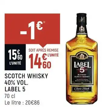 Spar Label 5 scotch whisky 40% vol. offre