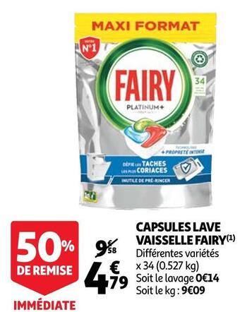 Auchan Fairy capsules lave vaisselle offre