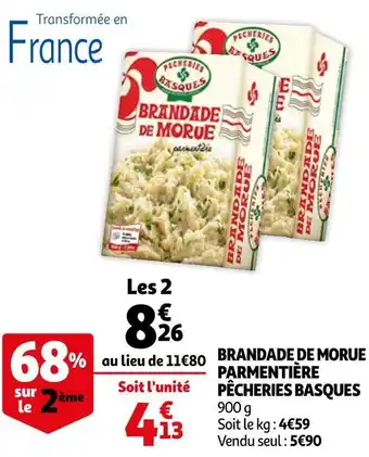 Auchan Pêcheries basques brandade de morue parmentière offre