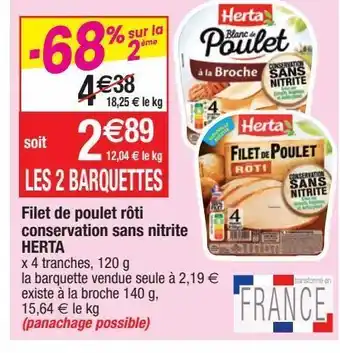 Migros Filet de poulet rôti conservation sans nitrite herta offre