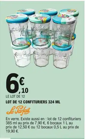 E.Leclerc Lot De 12 Confitures 324ml Le Parfait offre