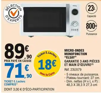 E.Leclerc Micro-ondes Monofonction offre