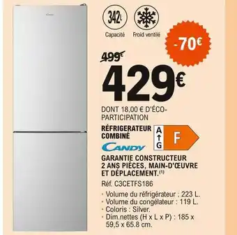 E.Leclerc Réfrigérateur Combiné Candy offre