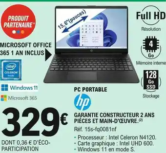 E.Leclerc Pc Portable Hp offre