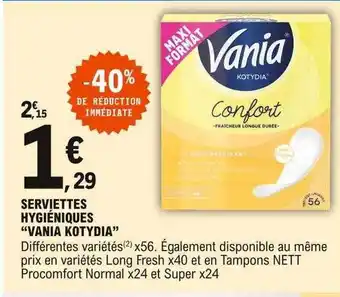 E.Leclerc Serviettes Hygiéniques offre