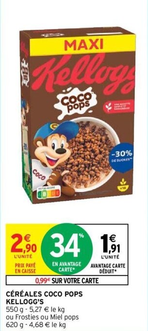 Intermarché Hyper KELLOGG'S céréales coco pops offre