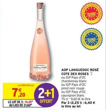 Intermarché Hyper COTE DES ROSES aop languedoc rosé offre