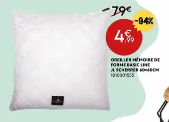 Maxi Bazar Oreiller mémoire de forme basic line JL scherrer 60x60cm offre
